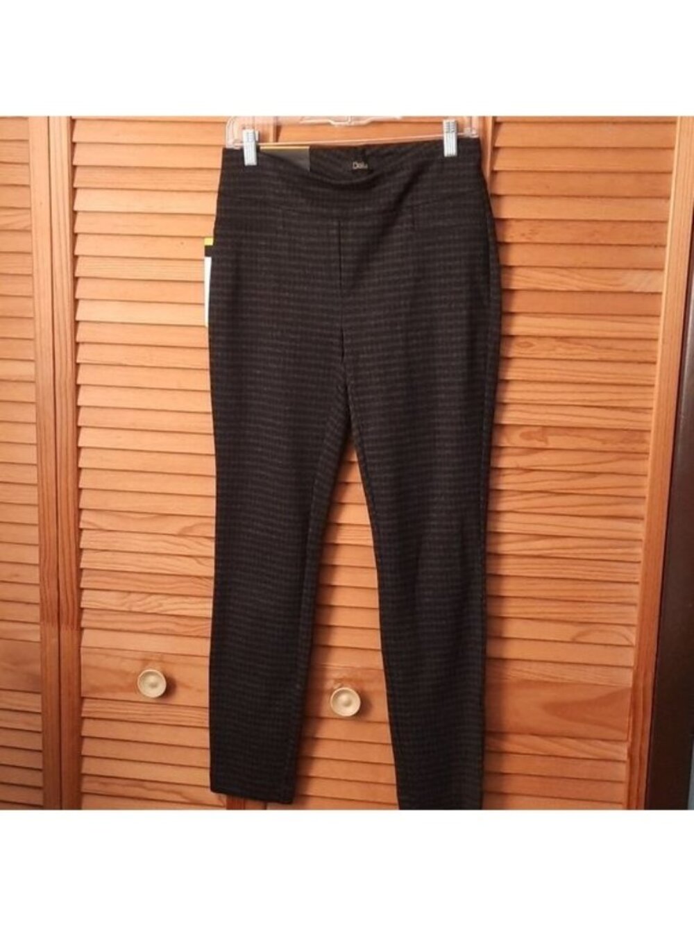 Dalia NWT Black Off White Checker Print Built In Tummy Control Dress Pants Size